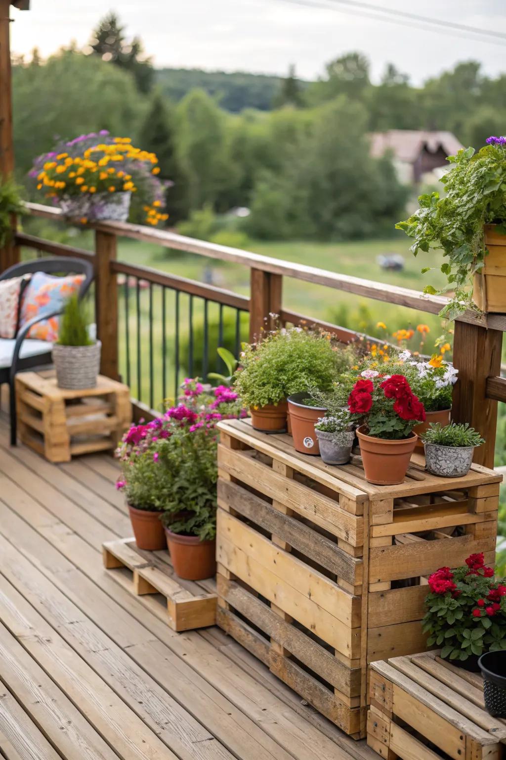 Upcycle pallets for an eco-friendly railing.