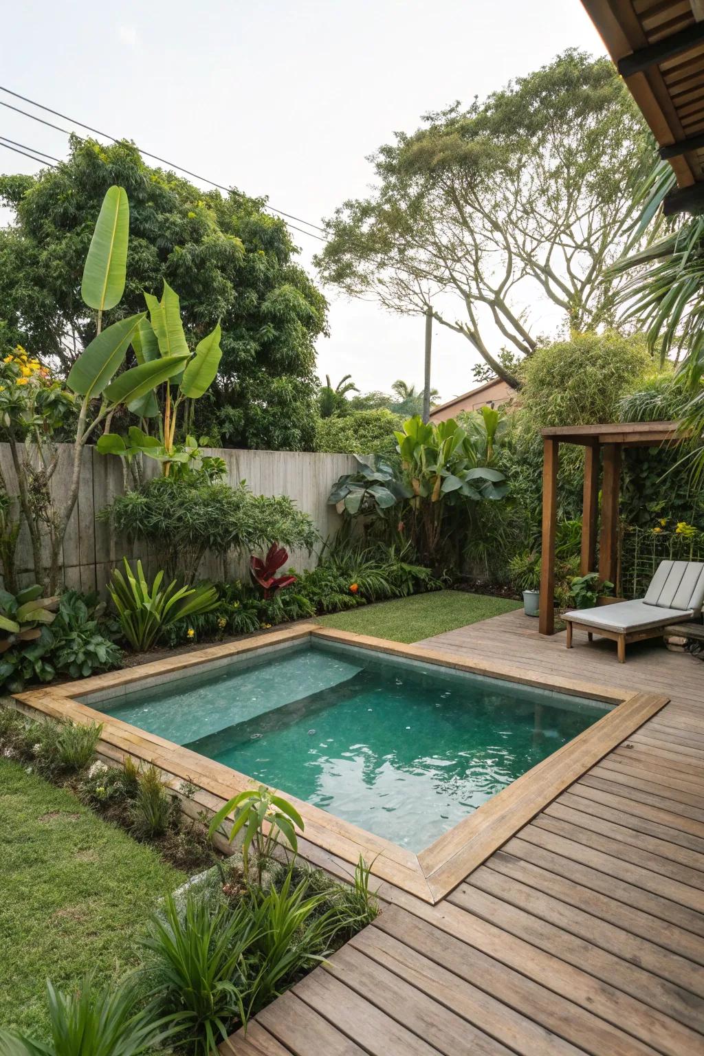 A pool surrounded by nature offers a refreshing retreat.