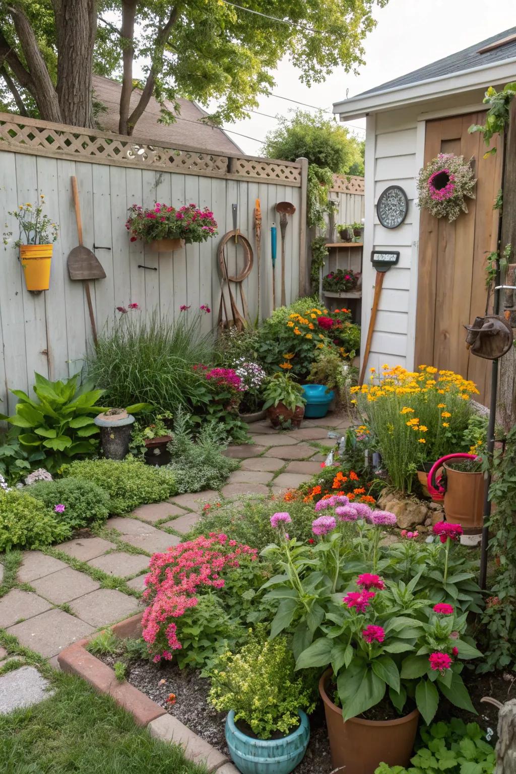 A lush garden filled with diverse plants and flowers.