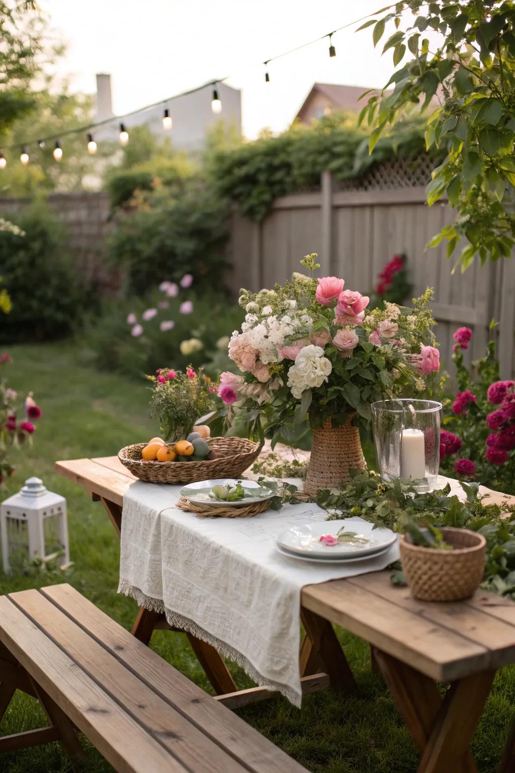 Natural elements add a refreshing touch to your dinner decor.