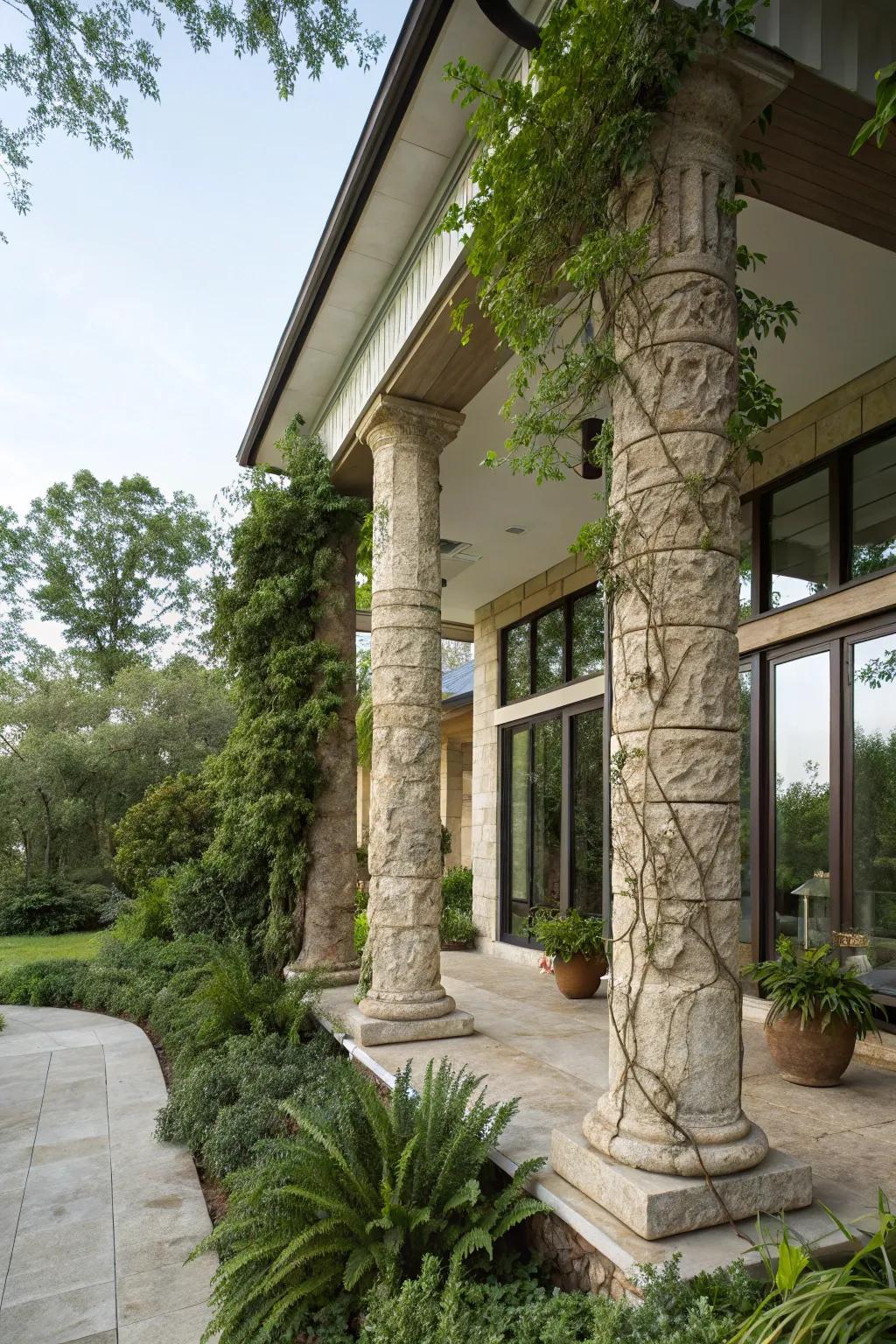 Natural stone columns exude elegance.