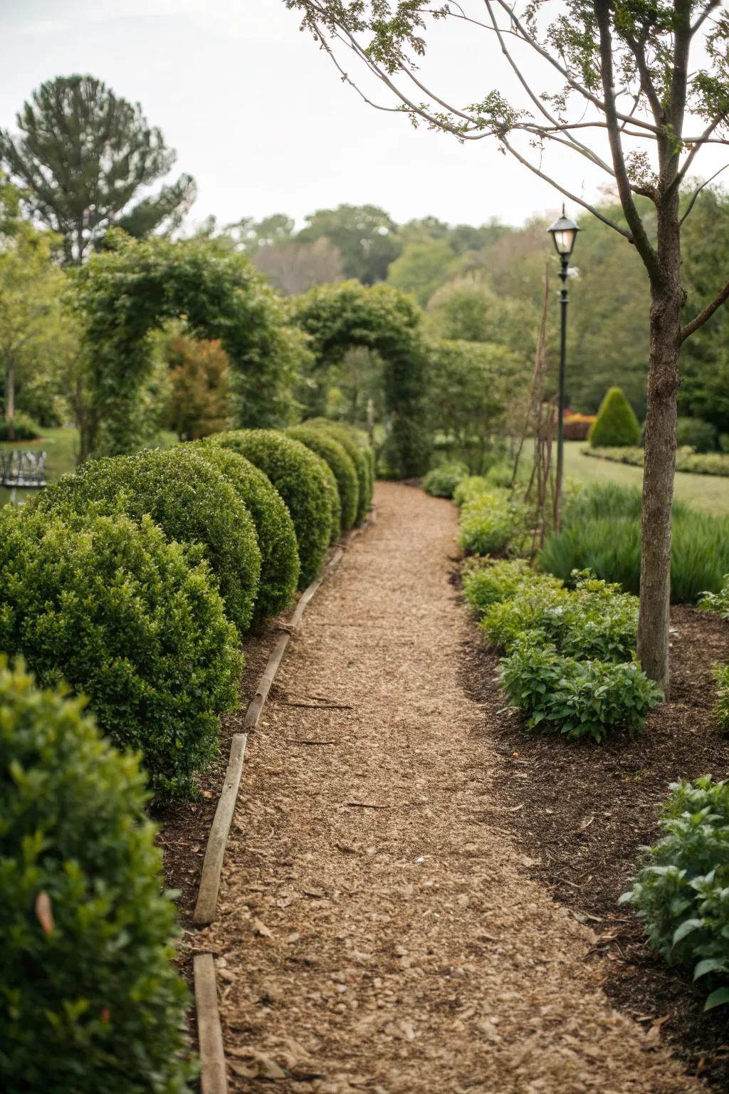 Mulch paths offer a practical and charming solution