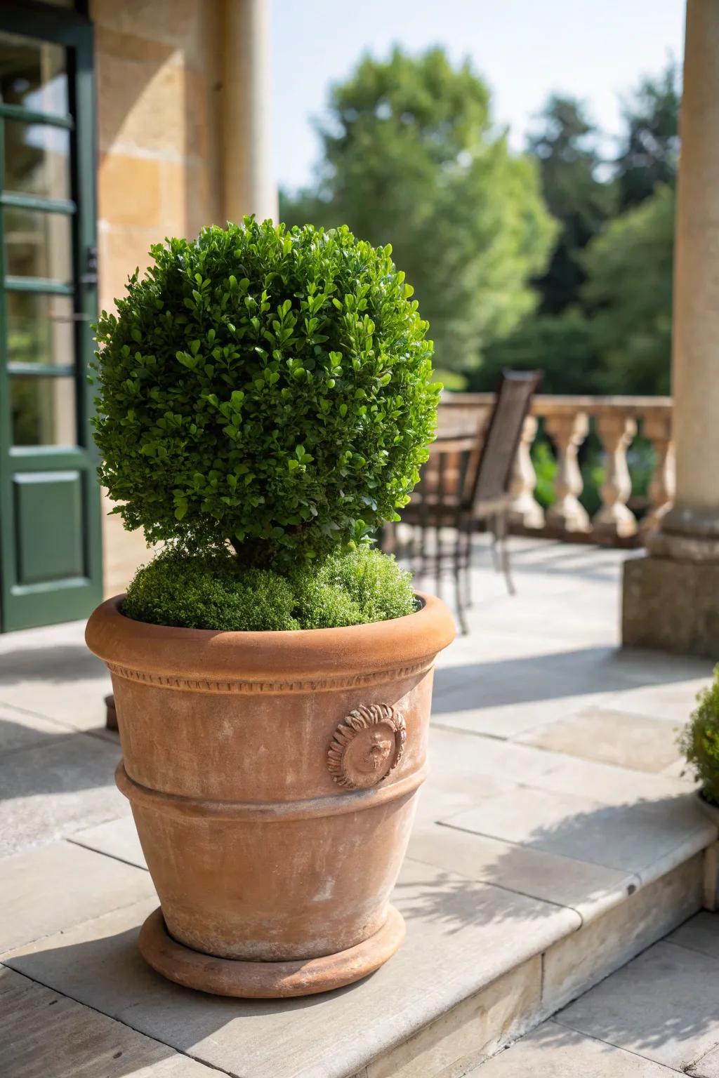 Green Velvet Boxwood: timeless elegance in a pot.