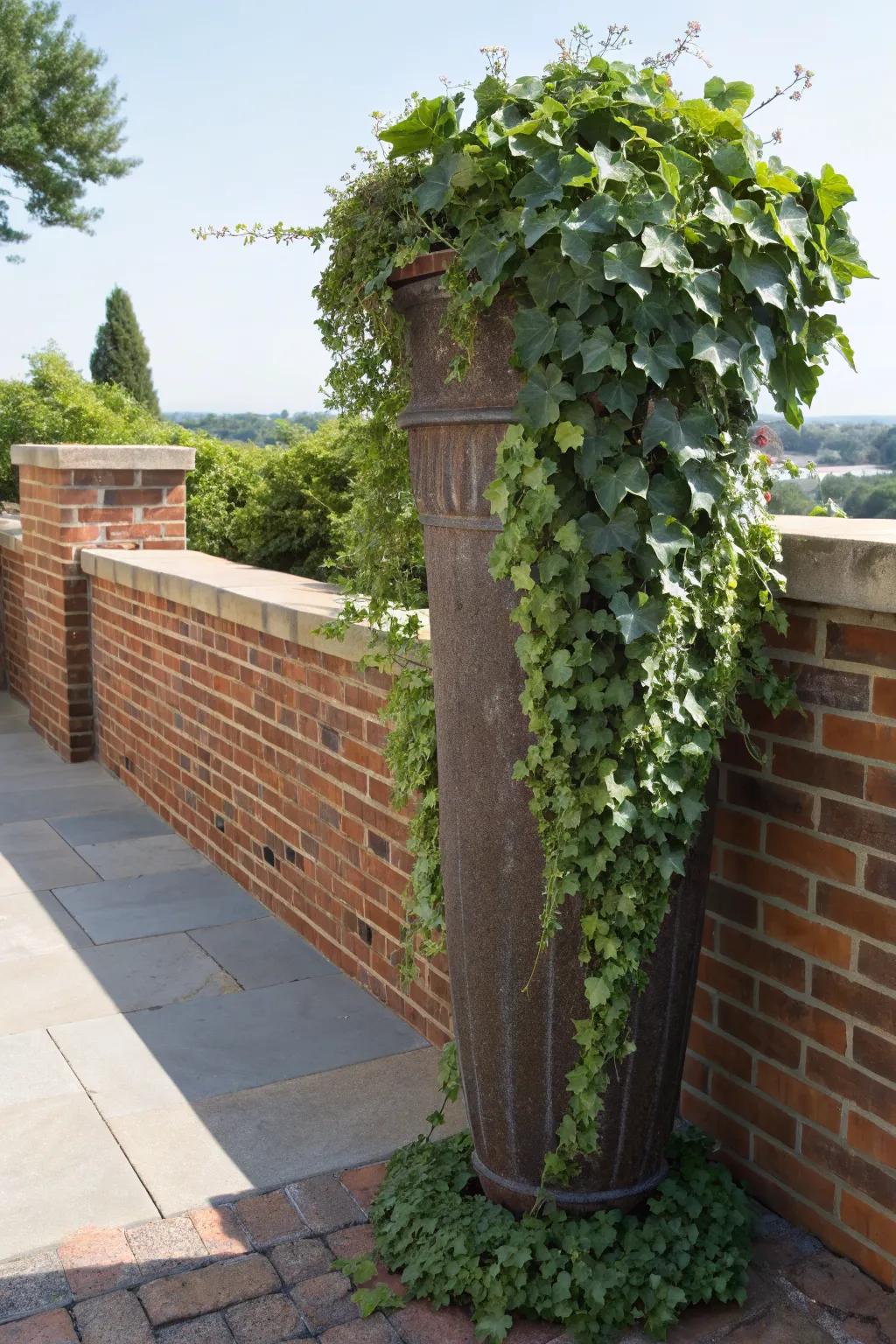Ivy cascades bring movement and grace to container gardens.