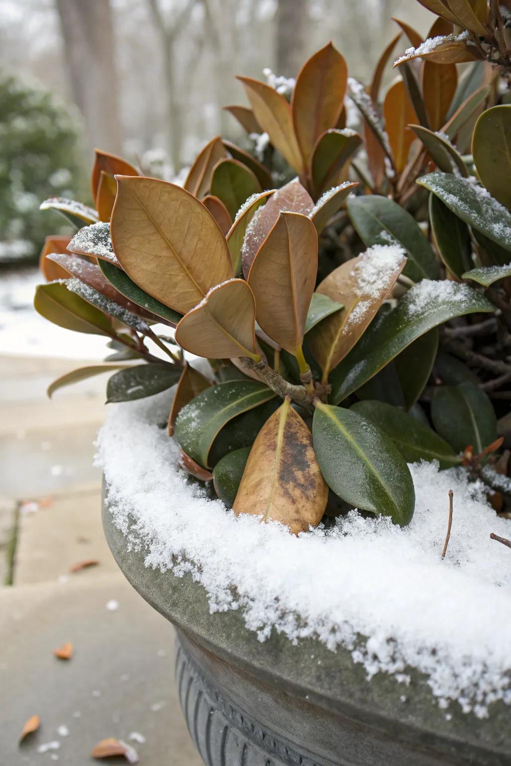 Magnolia leaves bring unexpected elegance to winter arrangements.