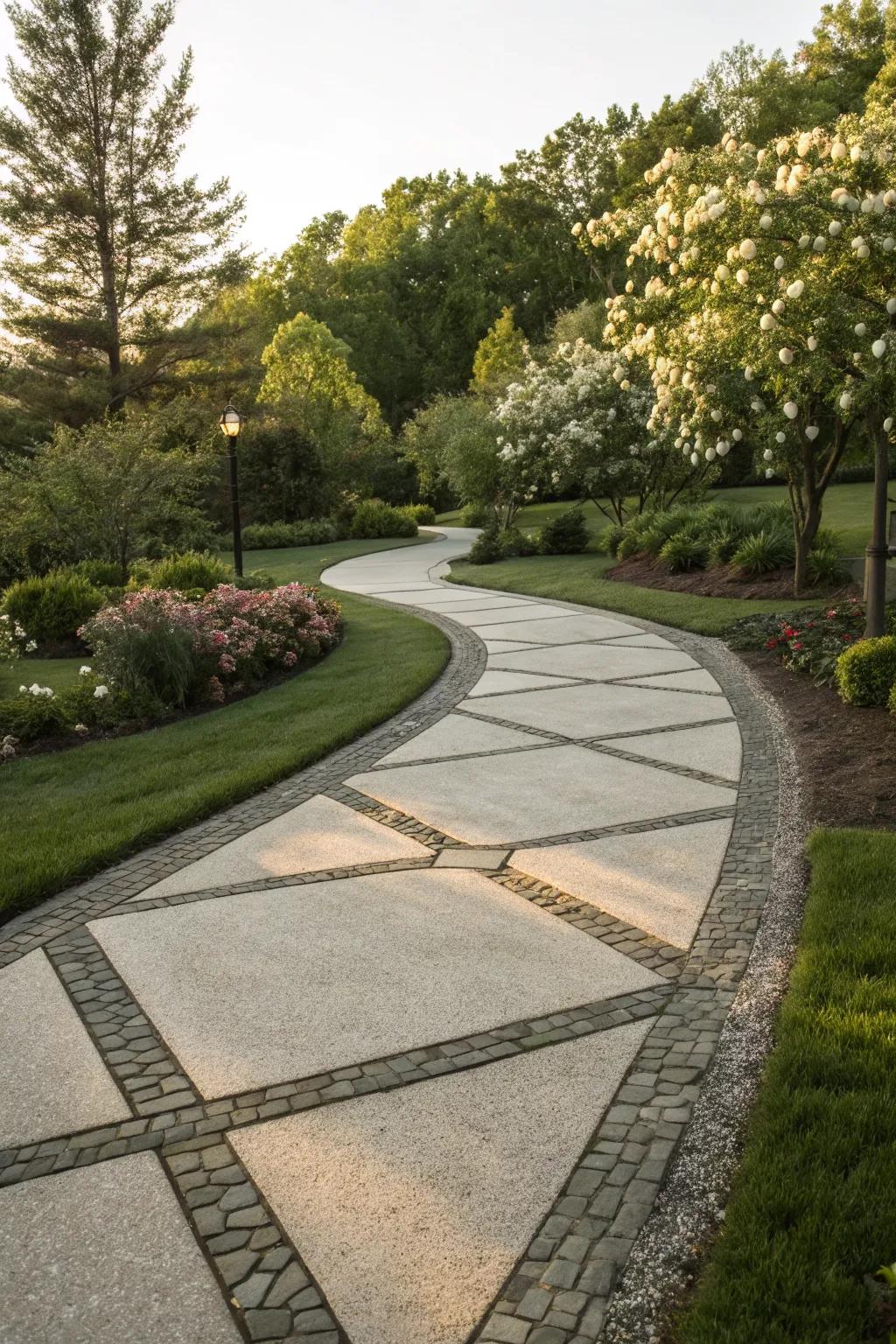A functional and stylish driveway with exposed aggregate.