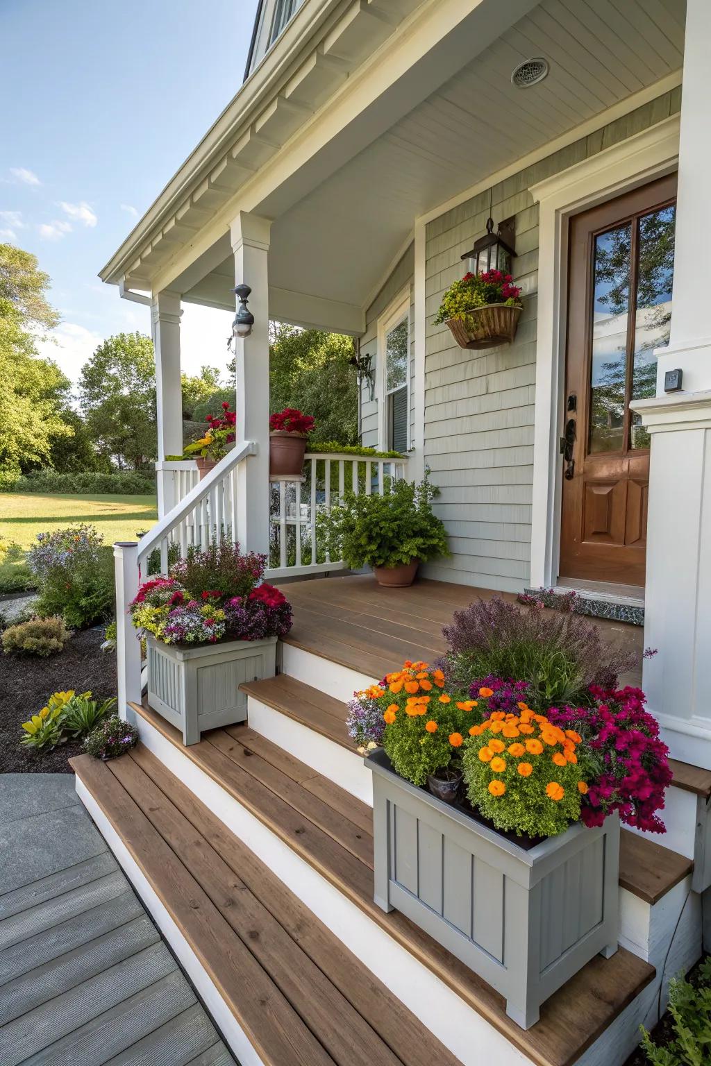 Integrated planters bring nature closer to your front door.