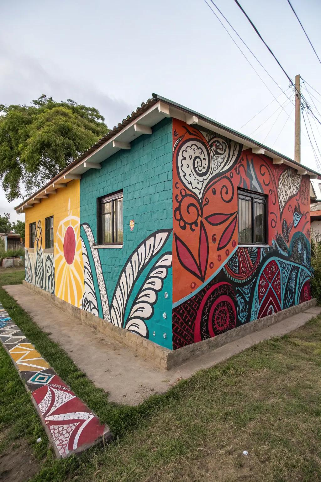 Painted murals transform this foundation into a work of art.