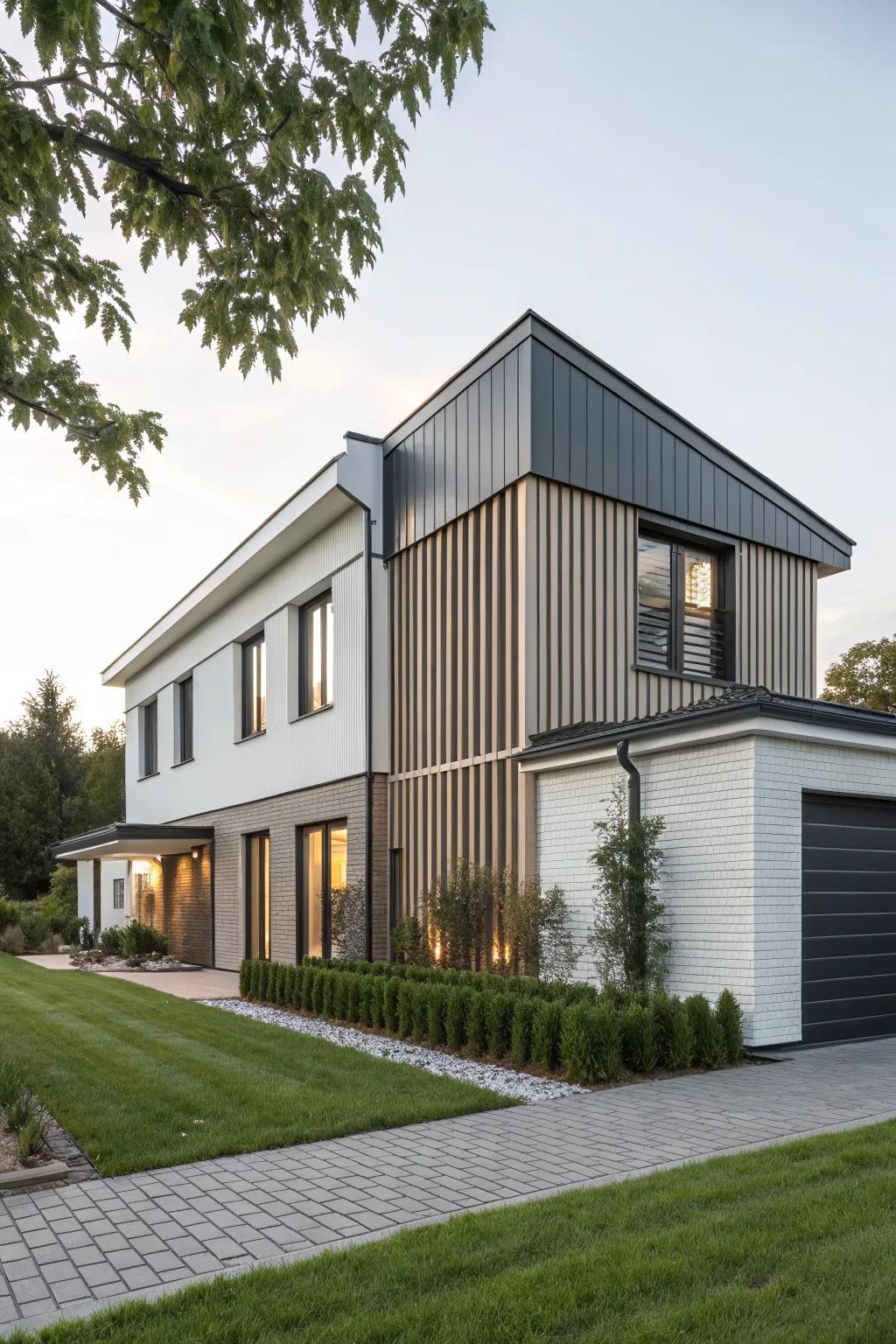 Panel orientations add a modern twist to home exteriors.