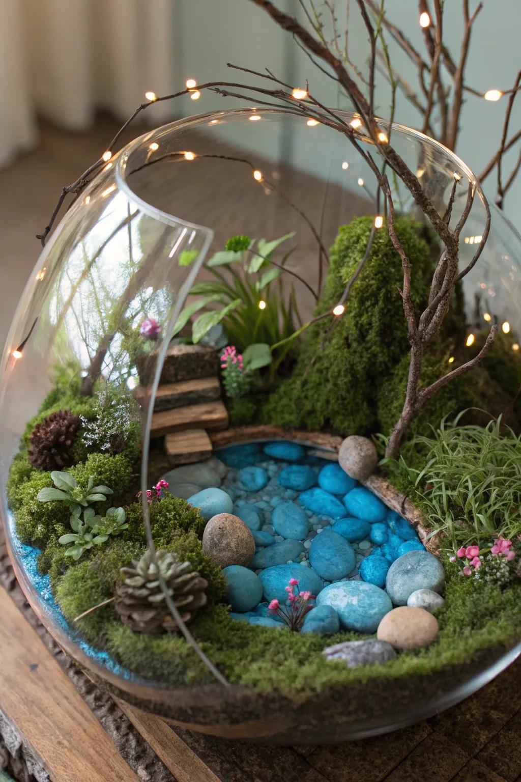 A whimsical water feature that adds tranquility to your fairy garden.