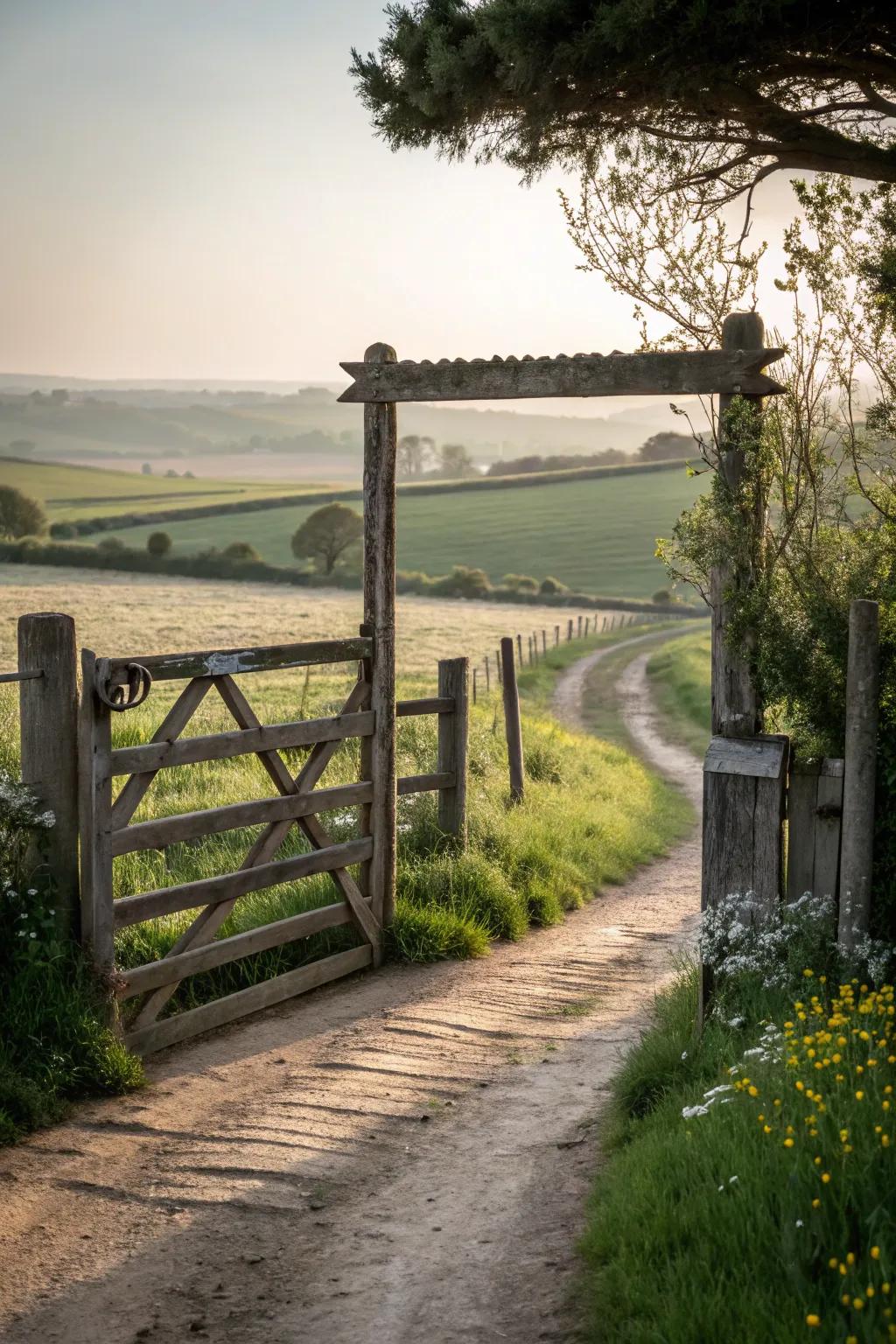 A traditional swing gate blending function with charm.