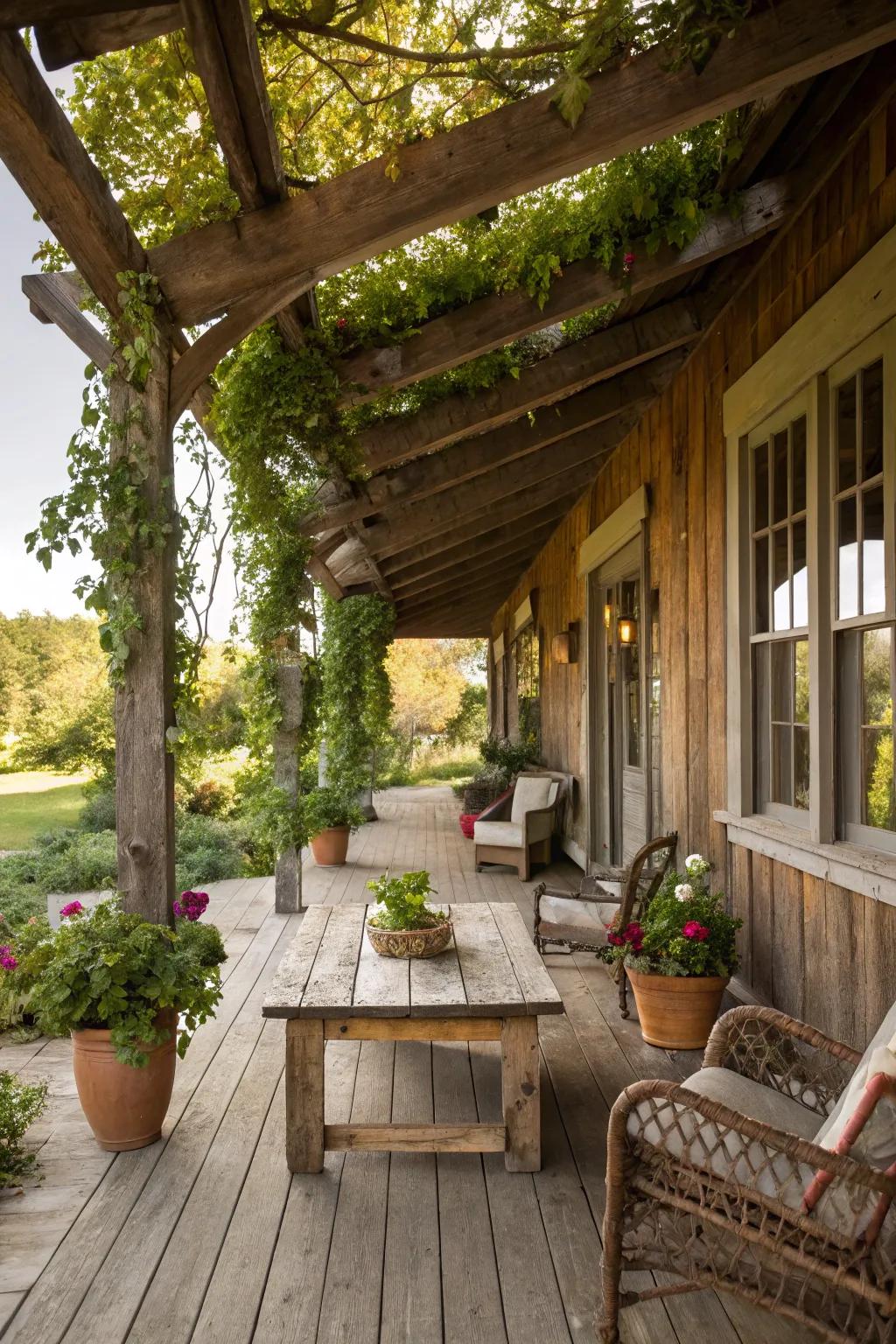 Rustic wooden elements create a warm atmosphere.