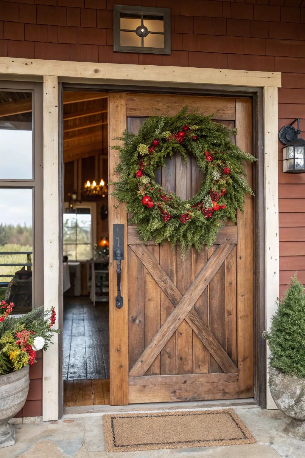 A wreath adds a personalized, seasonal touch to your front door.