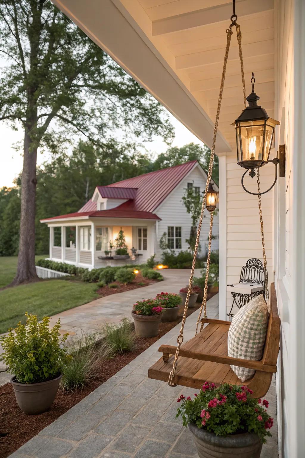 Wall sconces offer a simple yet elegant lighting solution for any porch.