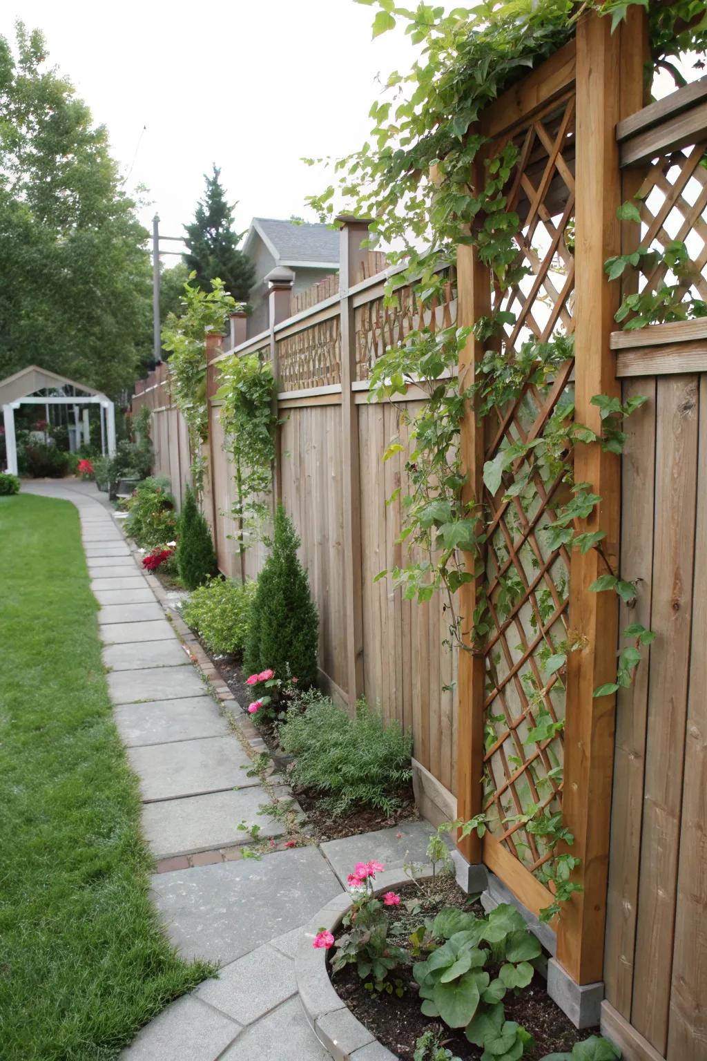 Trellises add artistic flair and natural coverage.