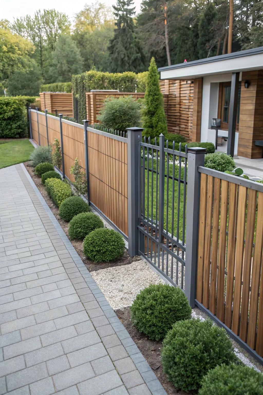 Mixed materials bring a fresh, modern look to your fencing.