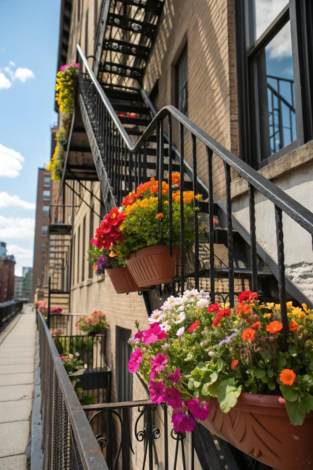 Brighten up your space with colorful rail planters.