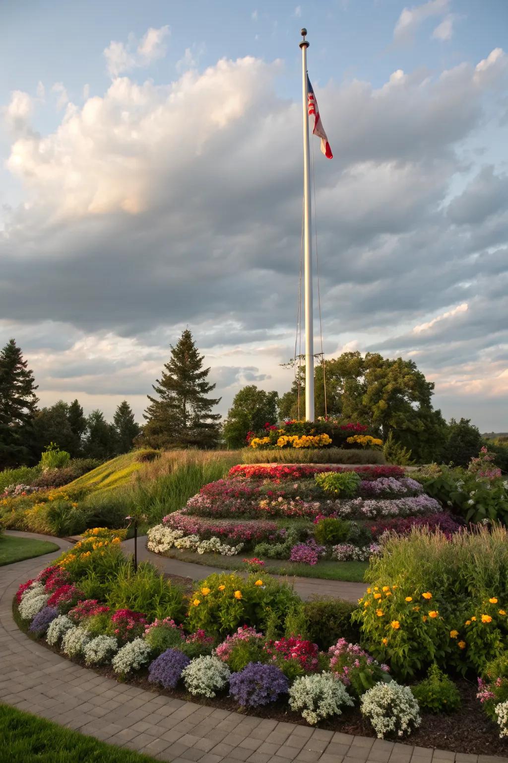 Layered planting creates a visually captivating landscape.