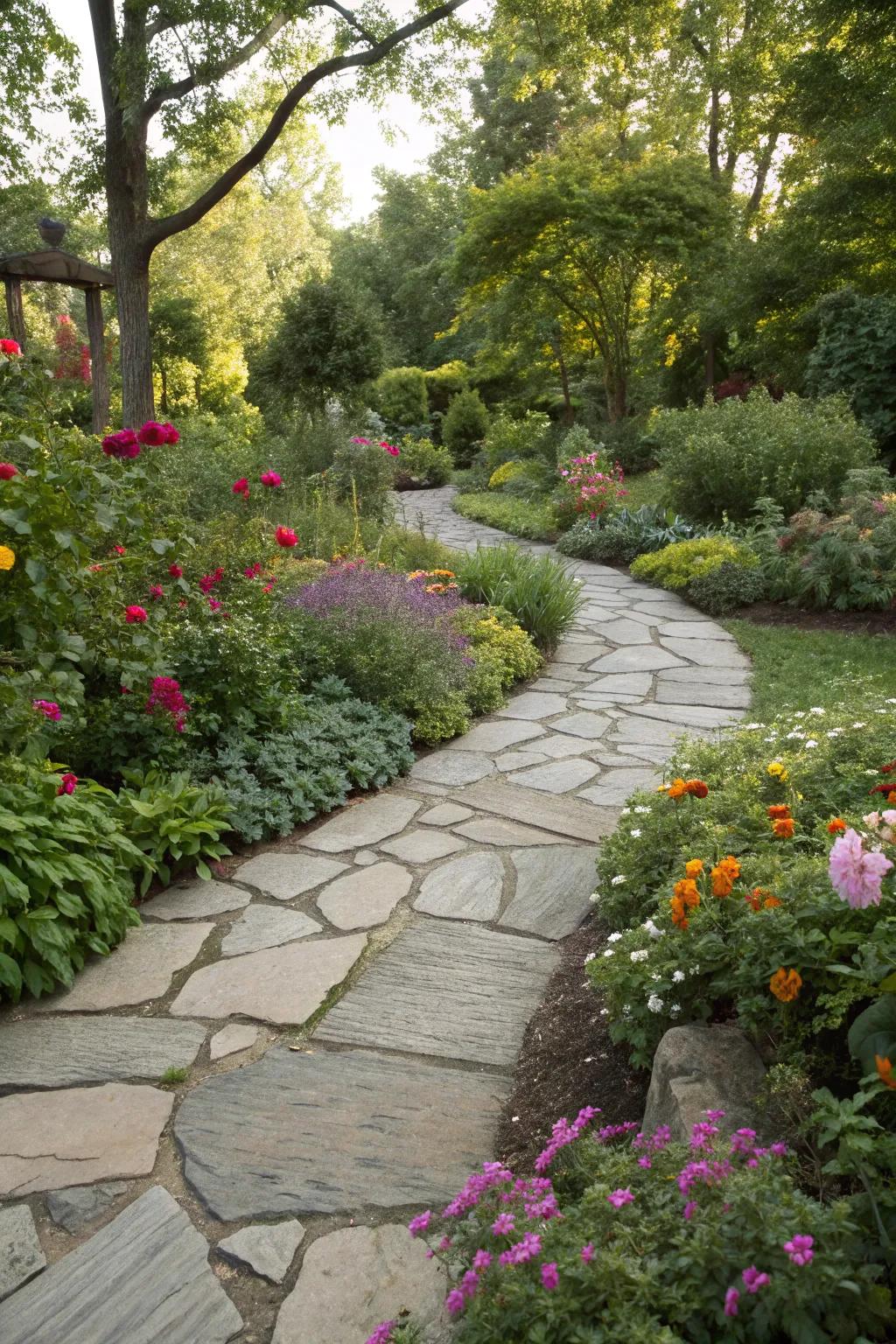 Blend your garden with flagstone pavers.