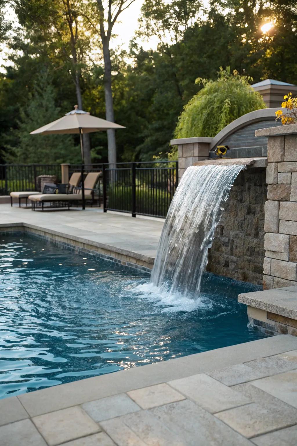 Elevate your pool experience with elegant water features.