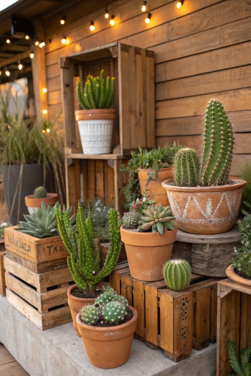 Create themed displays for a unique garden aesthetic.