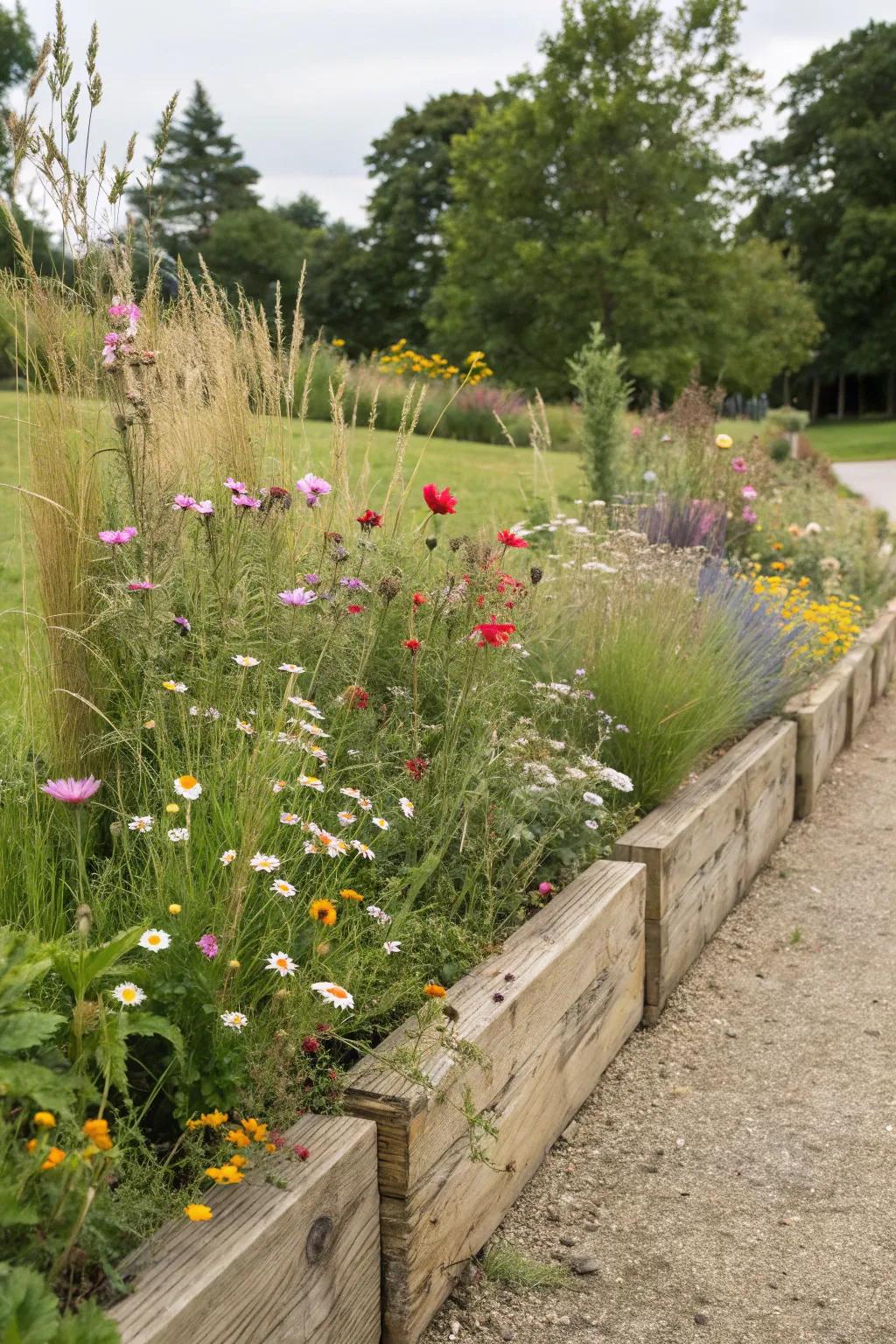 Wooden sleepers bring a rustic, cozy feel to your flower beds.