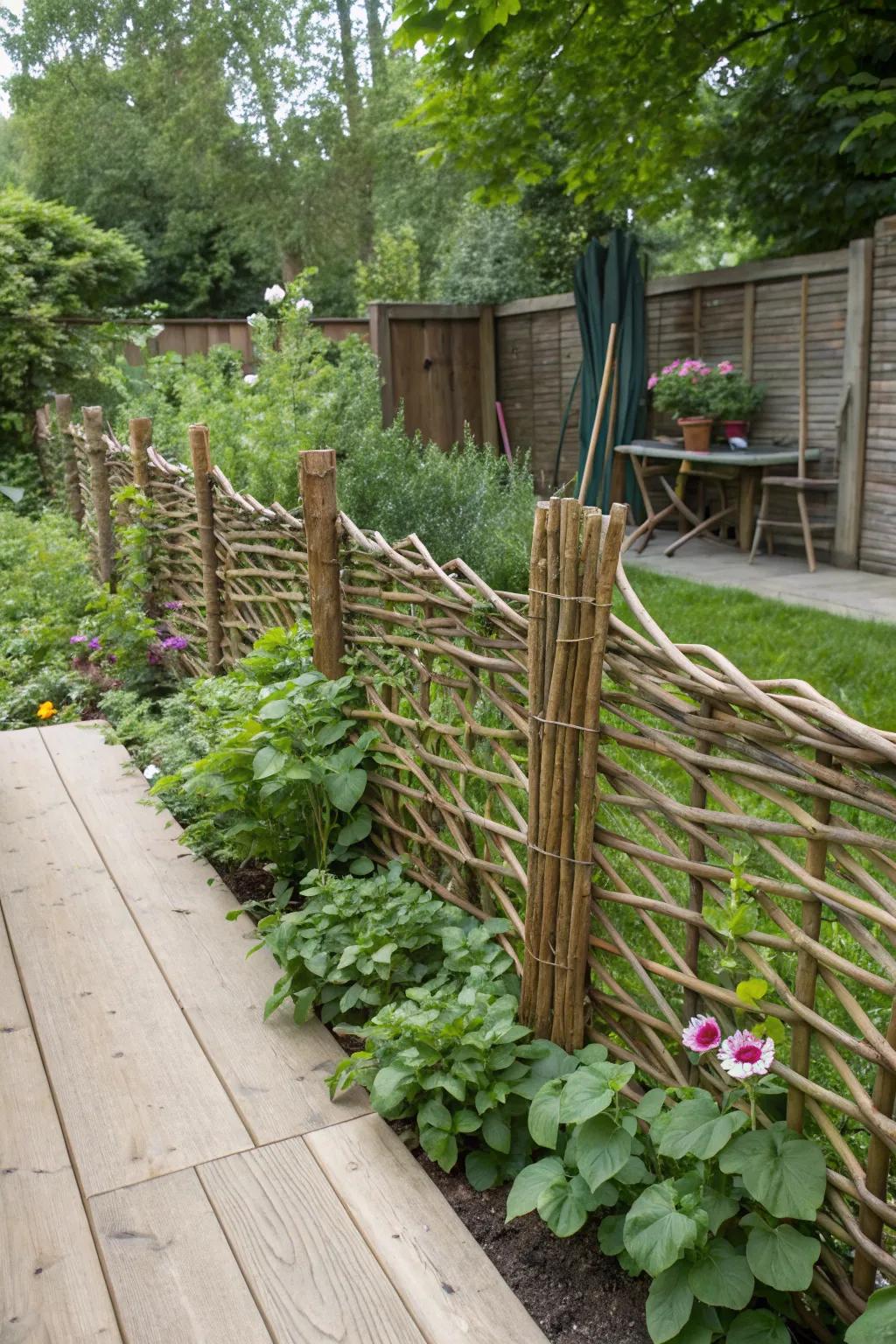 Artisanal texture with wattle fencing.