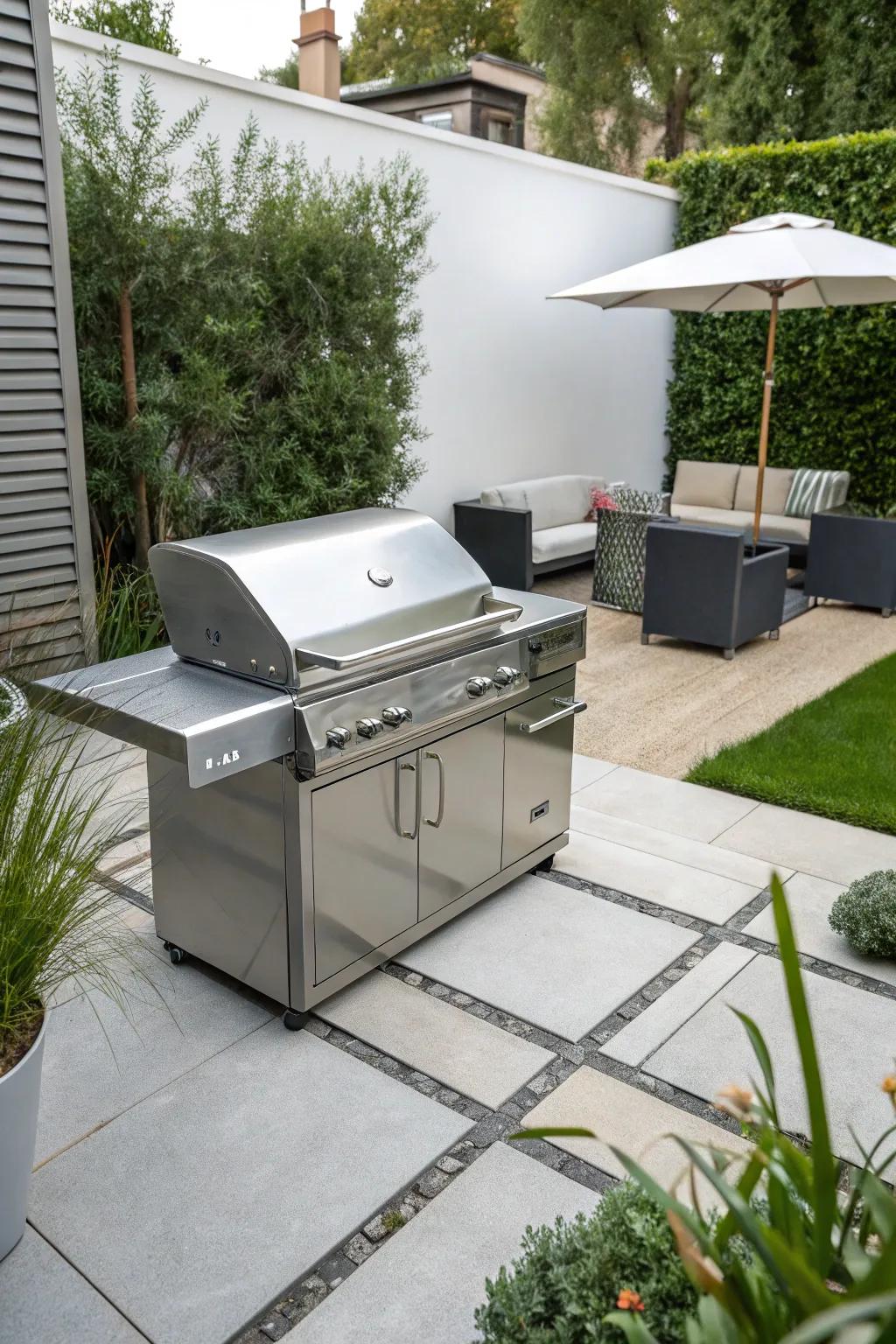 A sleek, modern setup with stainless steel that shines.