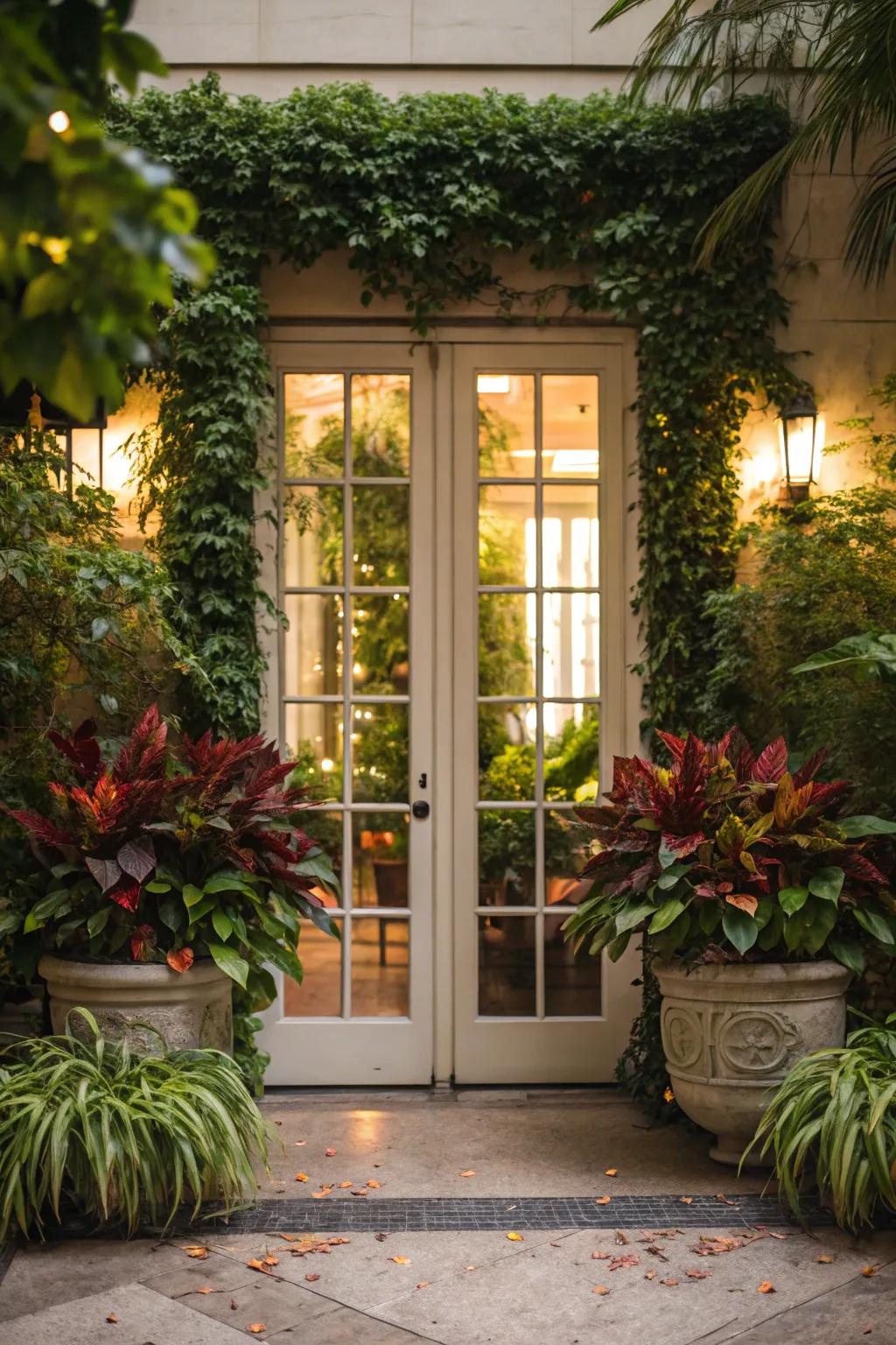 Enhance your patio with greenery for a lively atmosphere.