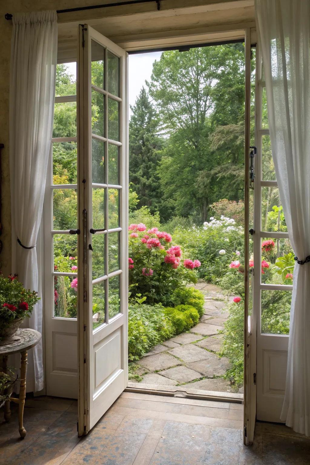 Transparent screens allow for uninterrupted garden views.