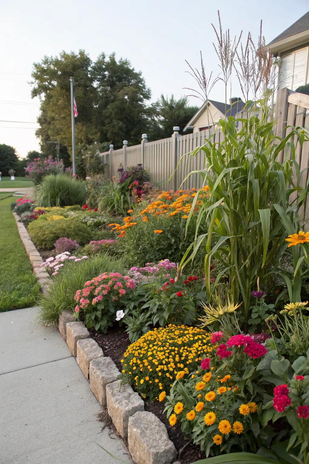 Layered planting adds visual depth and interest.