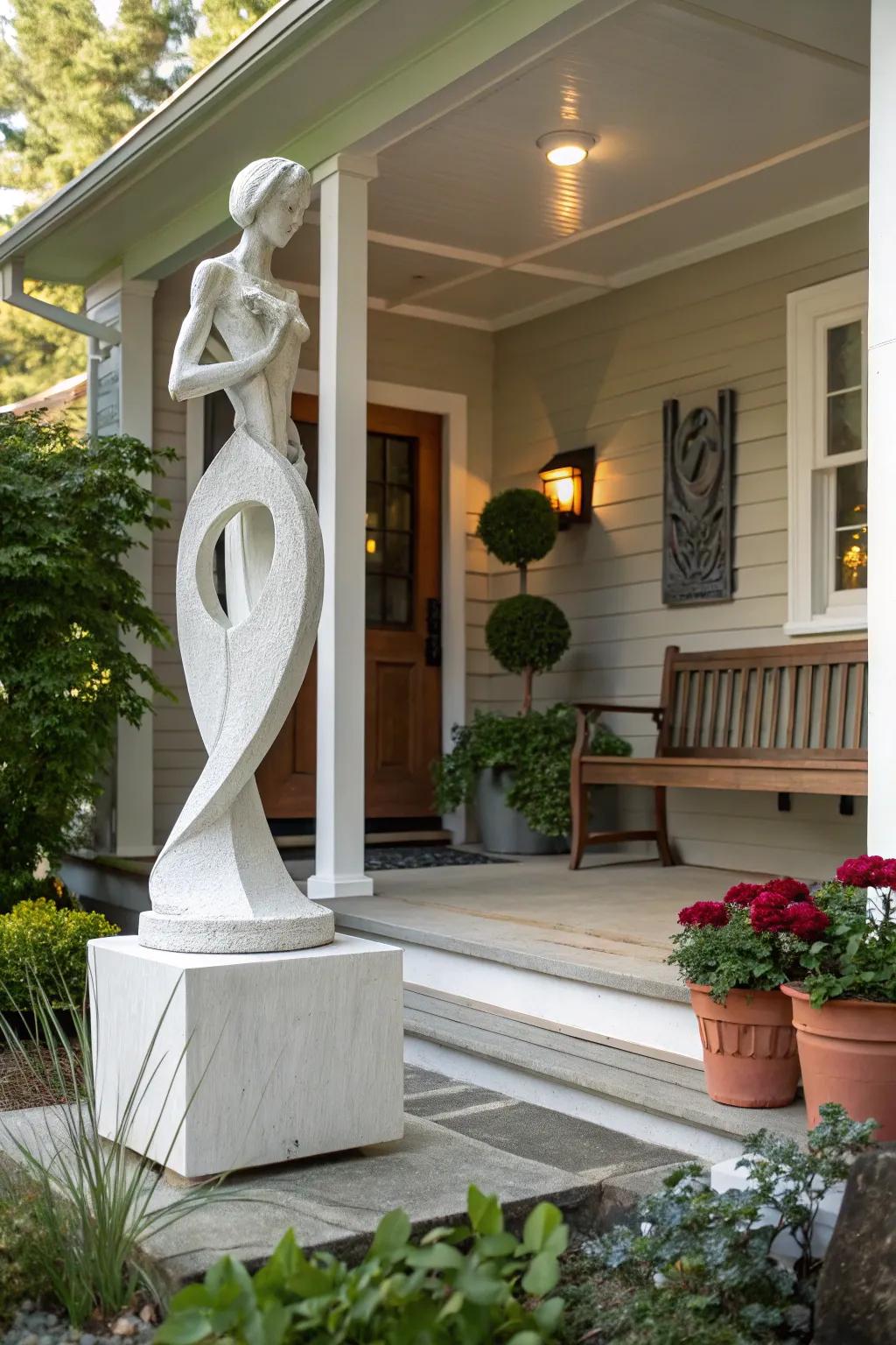 Abstract figures on your porch showcase your personal taste and creativity.