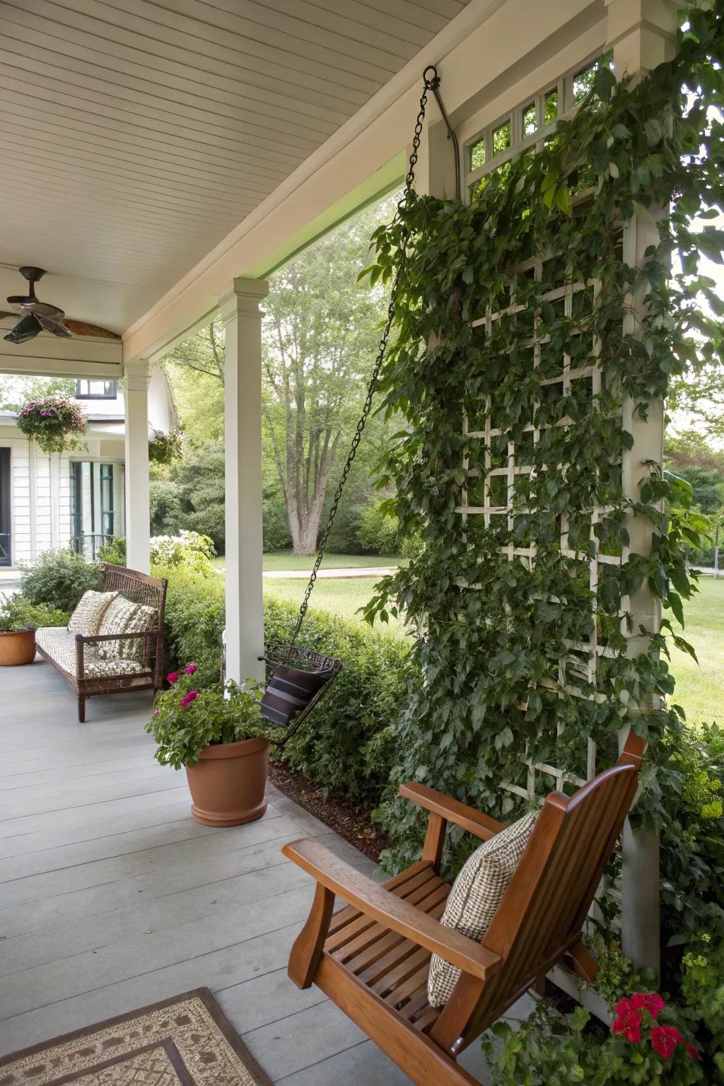 A lush privacy screen trellis offering seclusion and serenity.