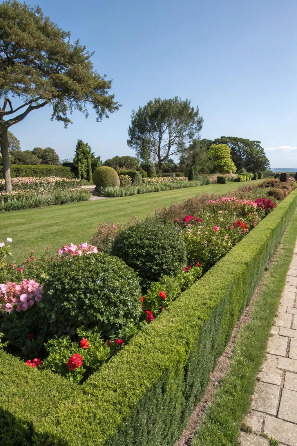 Neat borders with boxwoods keep your garden looking sharp.
