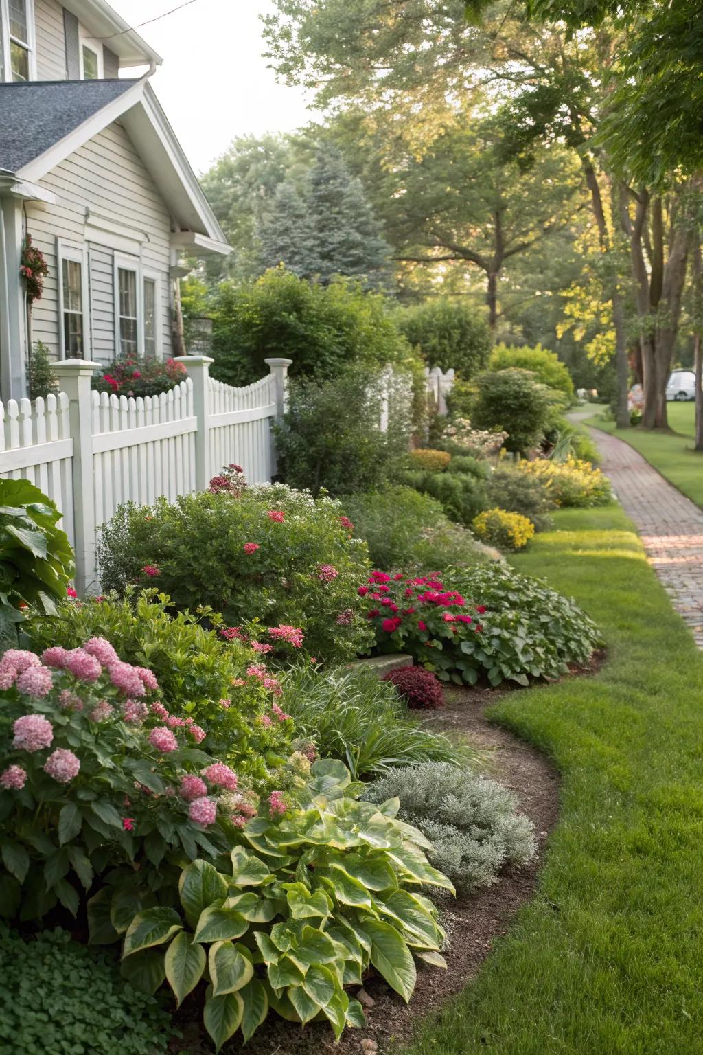 Layered plant borders offer a gentle and colorful yard division.