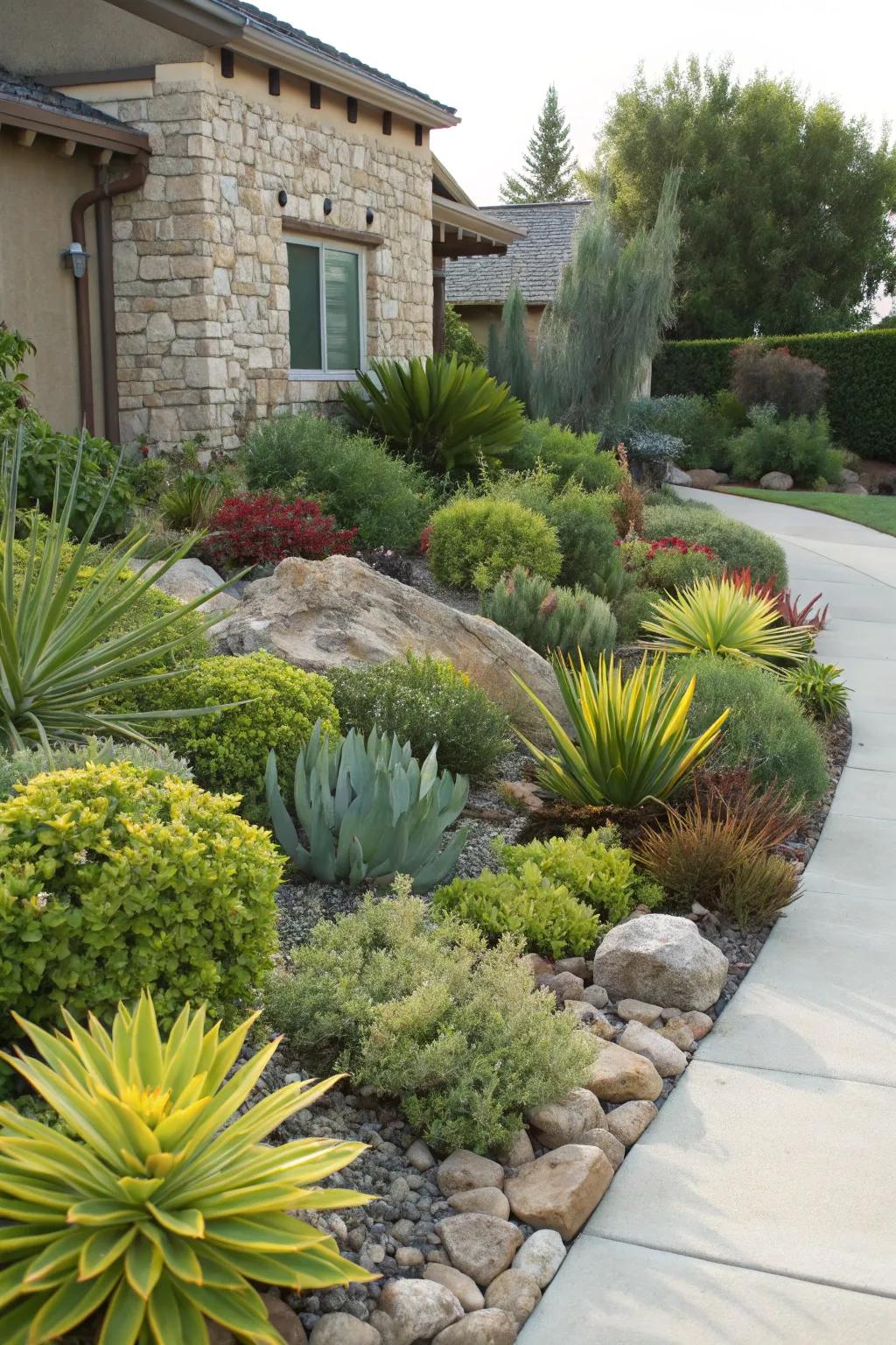 Drought-resistant plants offer lush greenery with little water.