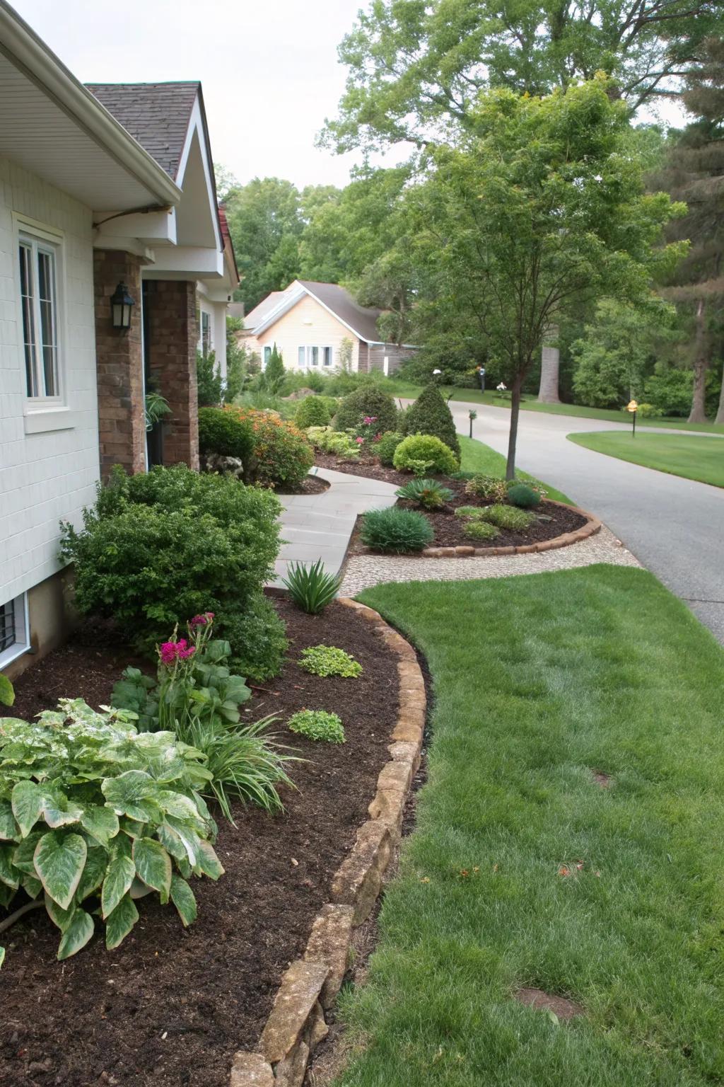 Mulch borders provide a simple and natural way to define your front yard's landscape.