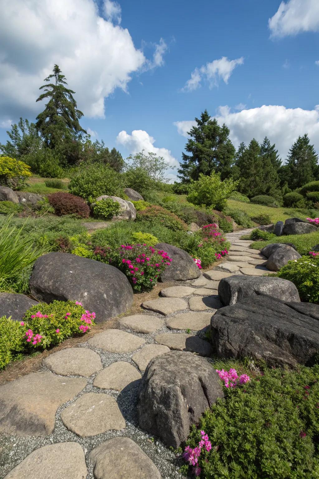 Color contrasts with rocks bring vibrancy to the landscape.