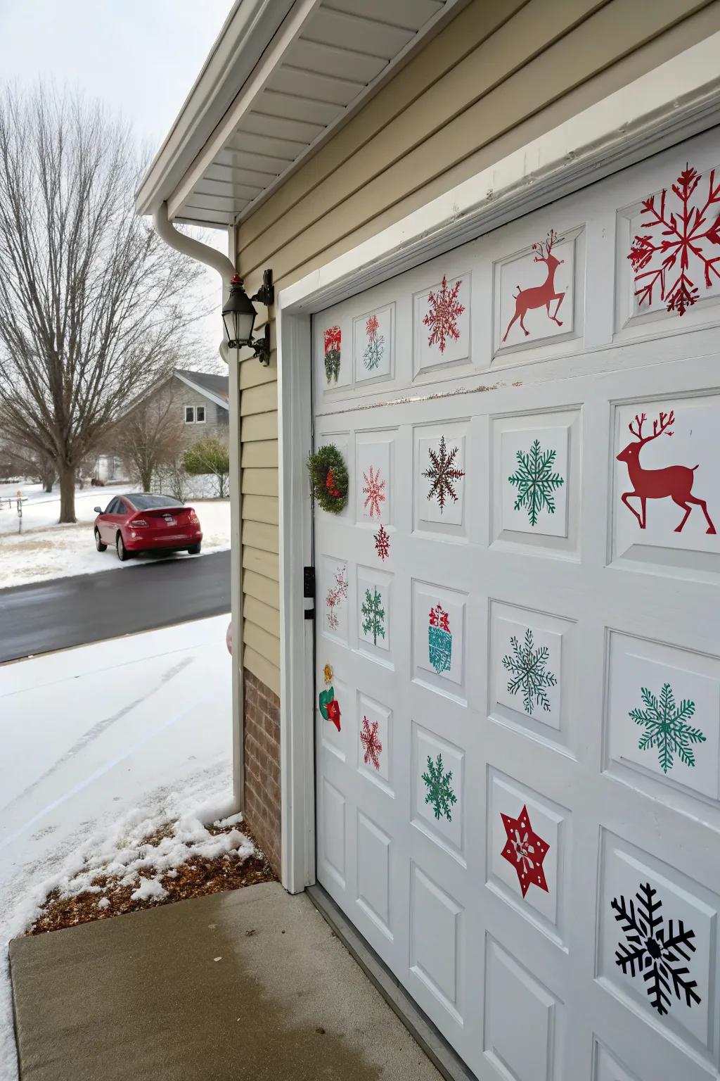 Easily update your garage door with magnetic seasonal decorations.
