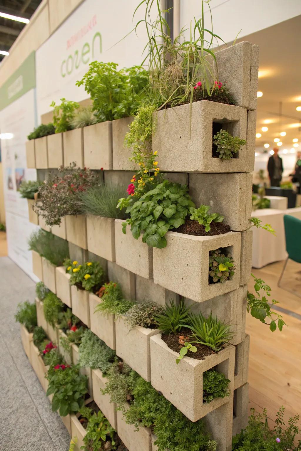 Maximize your space with vertical and tiered gardens using blocks.