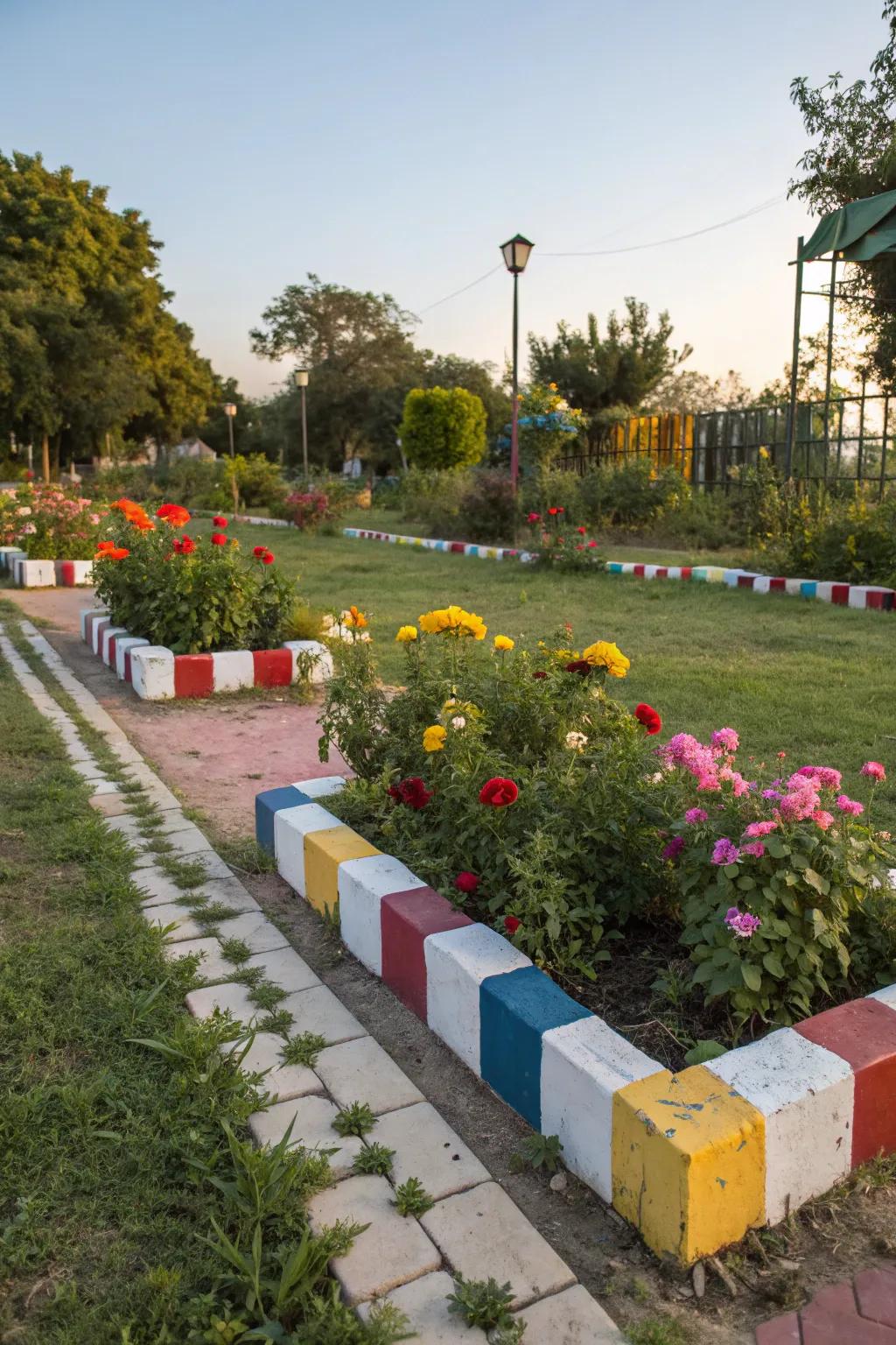 Colorful decorative edging livens up any garden.