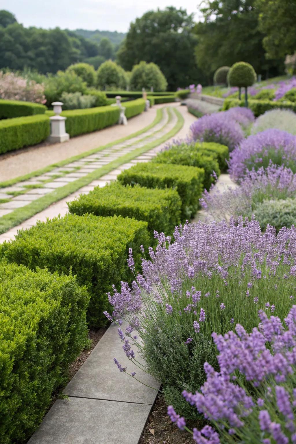 Symmetrical planting adds structure and elegance to a garden.