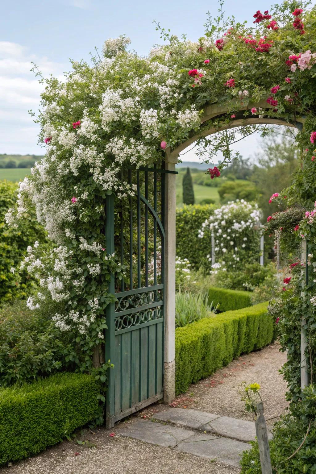 Floral accents create a seamless blend with nature.