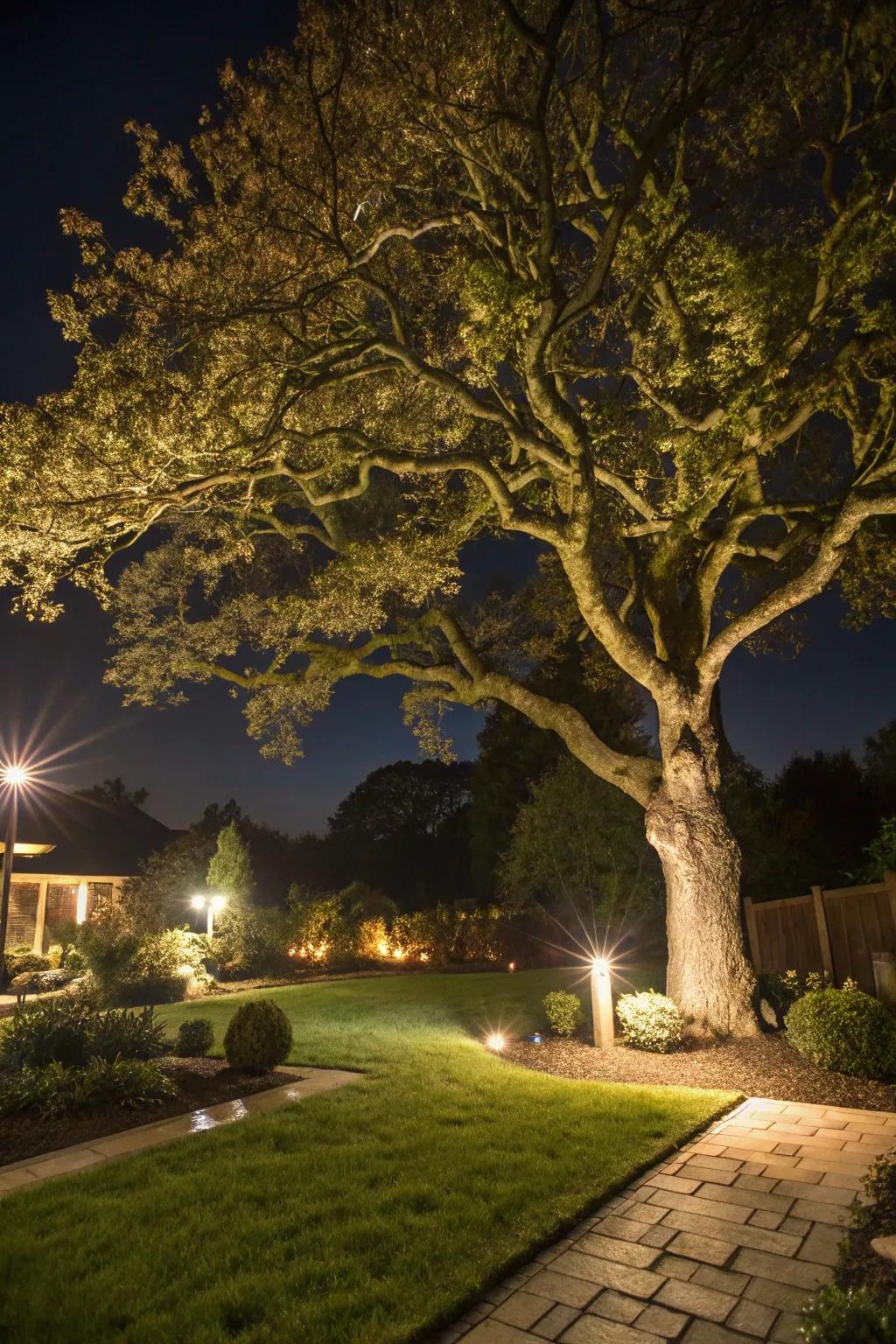 Make your garden features stand out with spotlights.