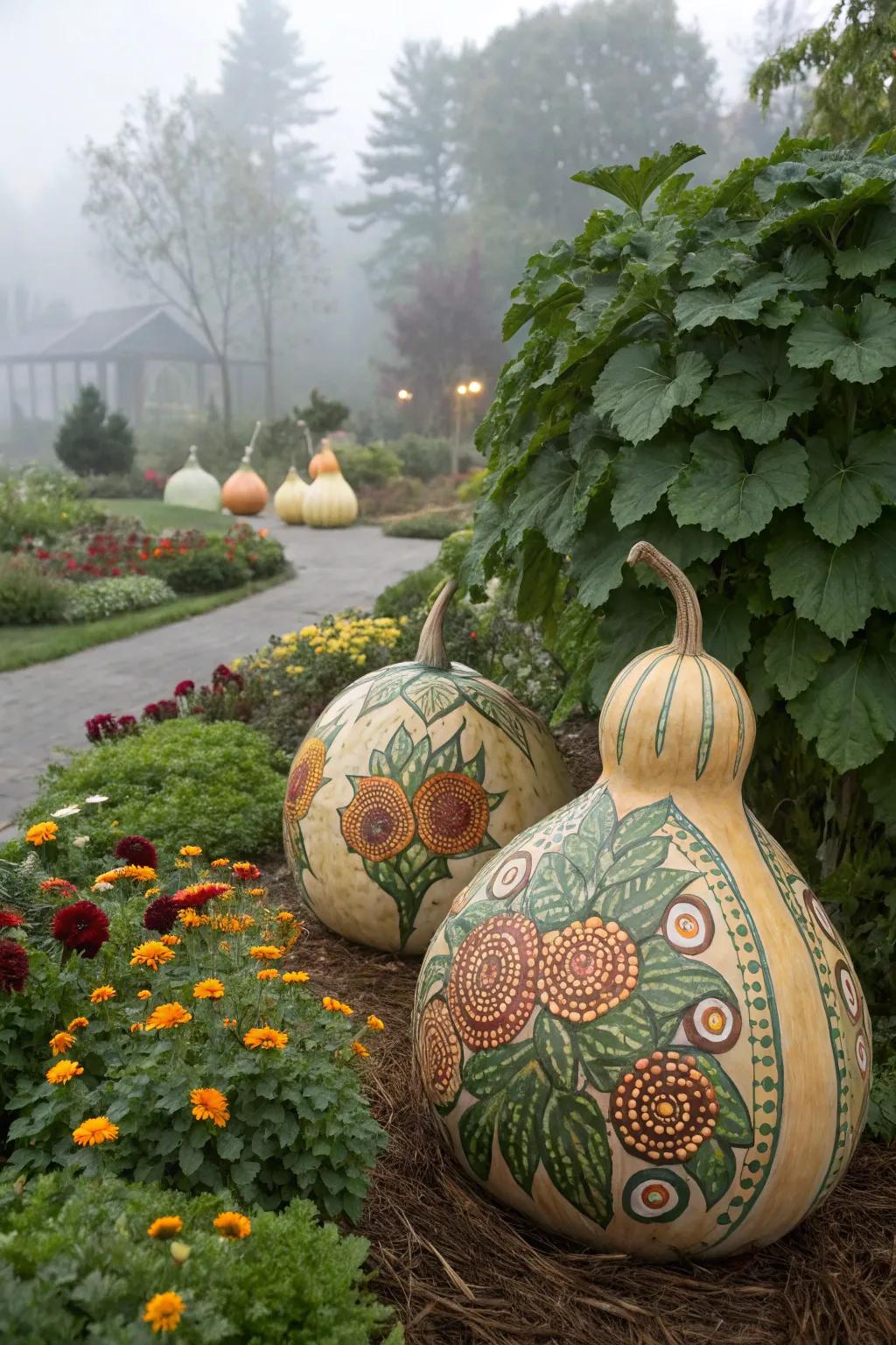 Use gourds as a canvas for your garden art.