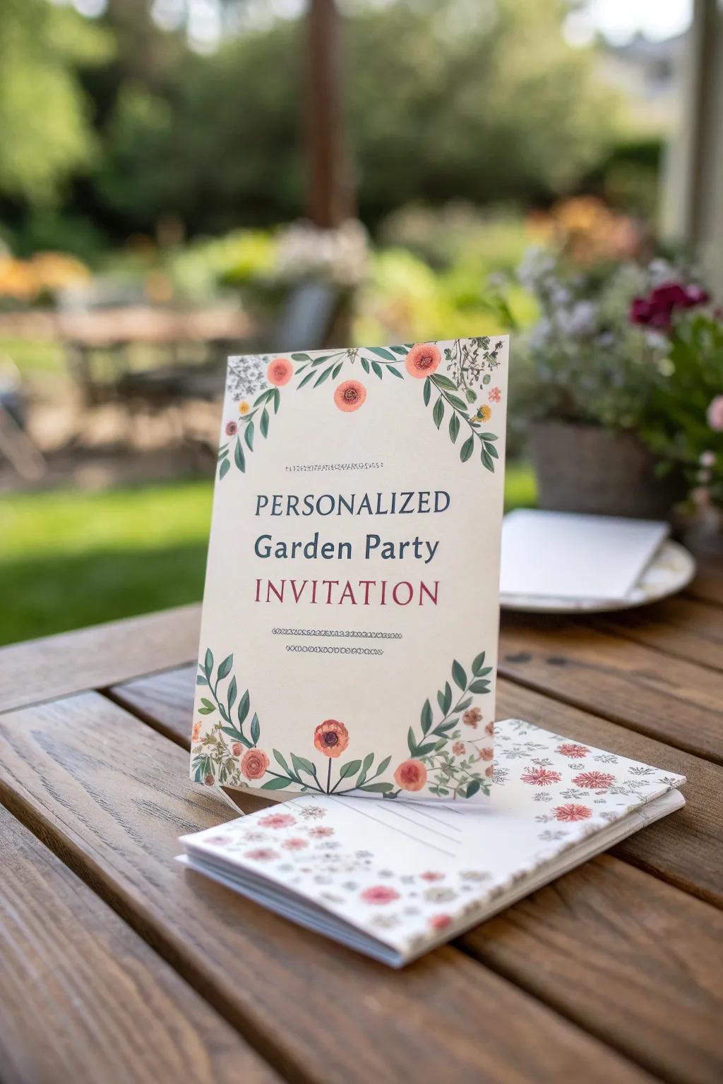 Personalized touches make your garden party invites truly special.