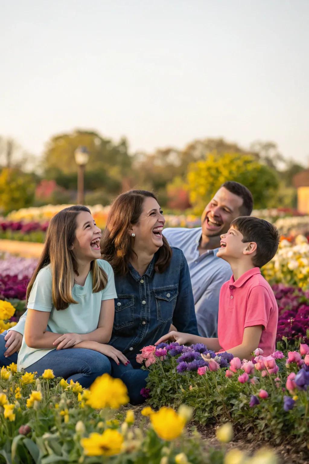Joyful family moments captured in the garden.