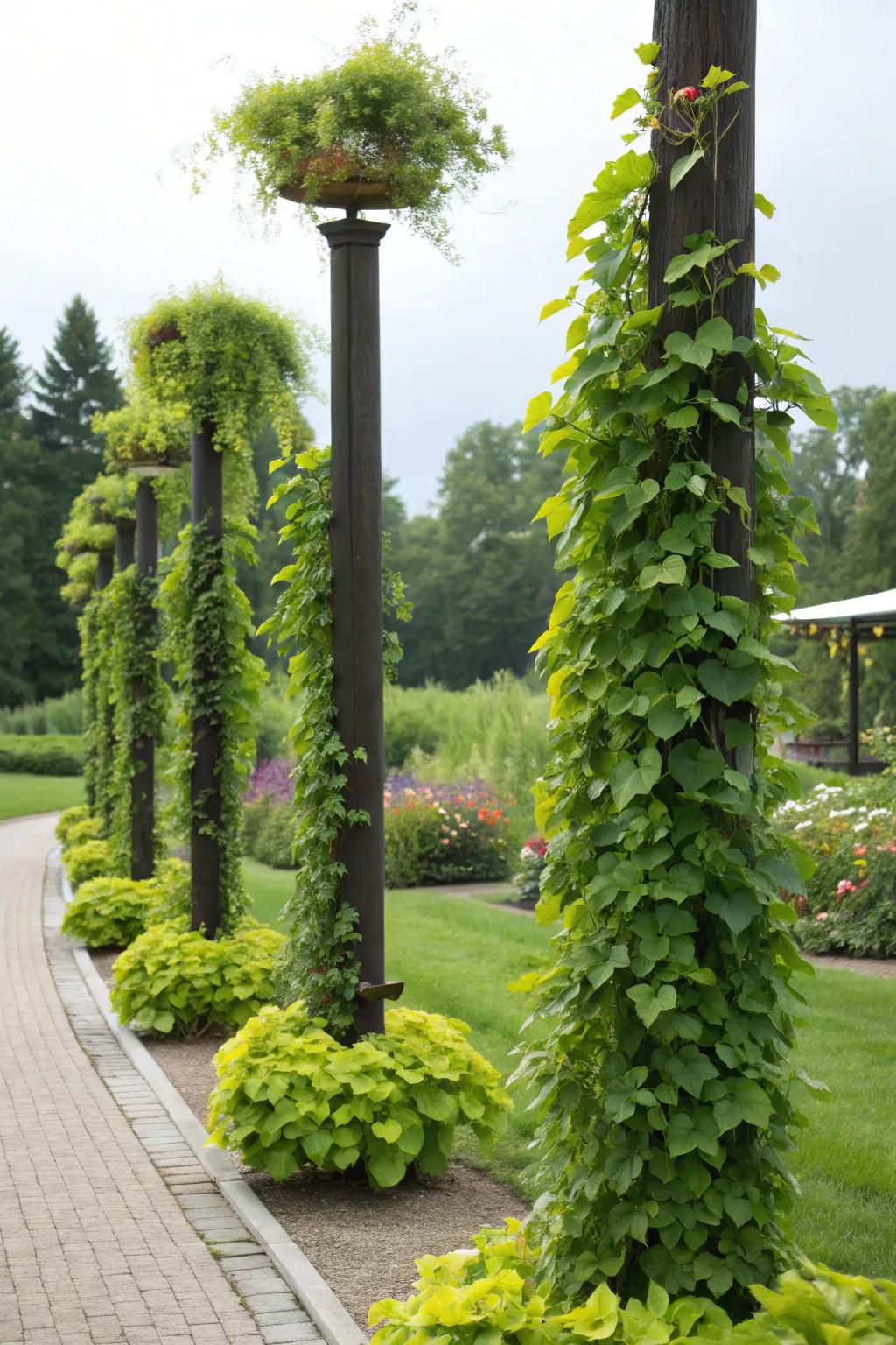 Enhance your garden's vertical space with these lush planter posts.