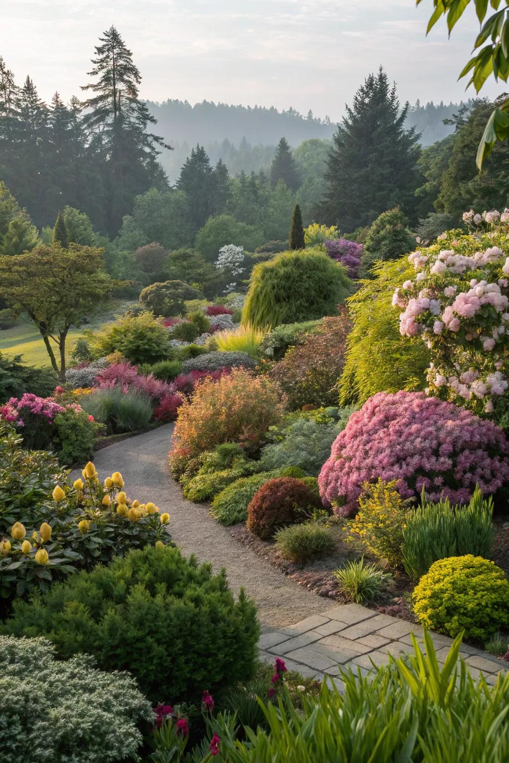 A vibrant garden filled with lush greenery and colorful flowers.