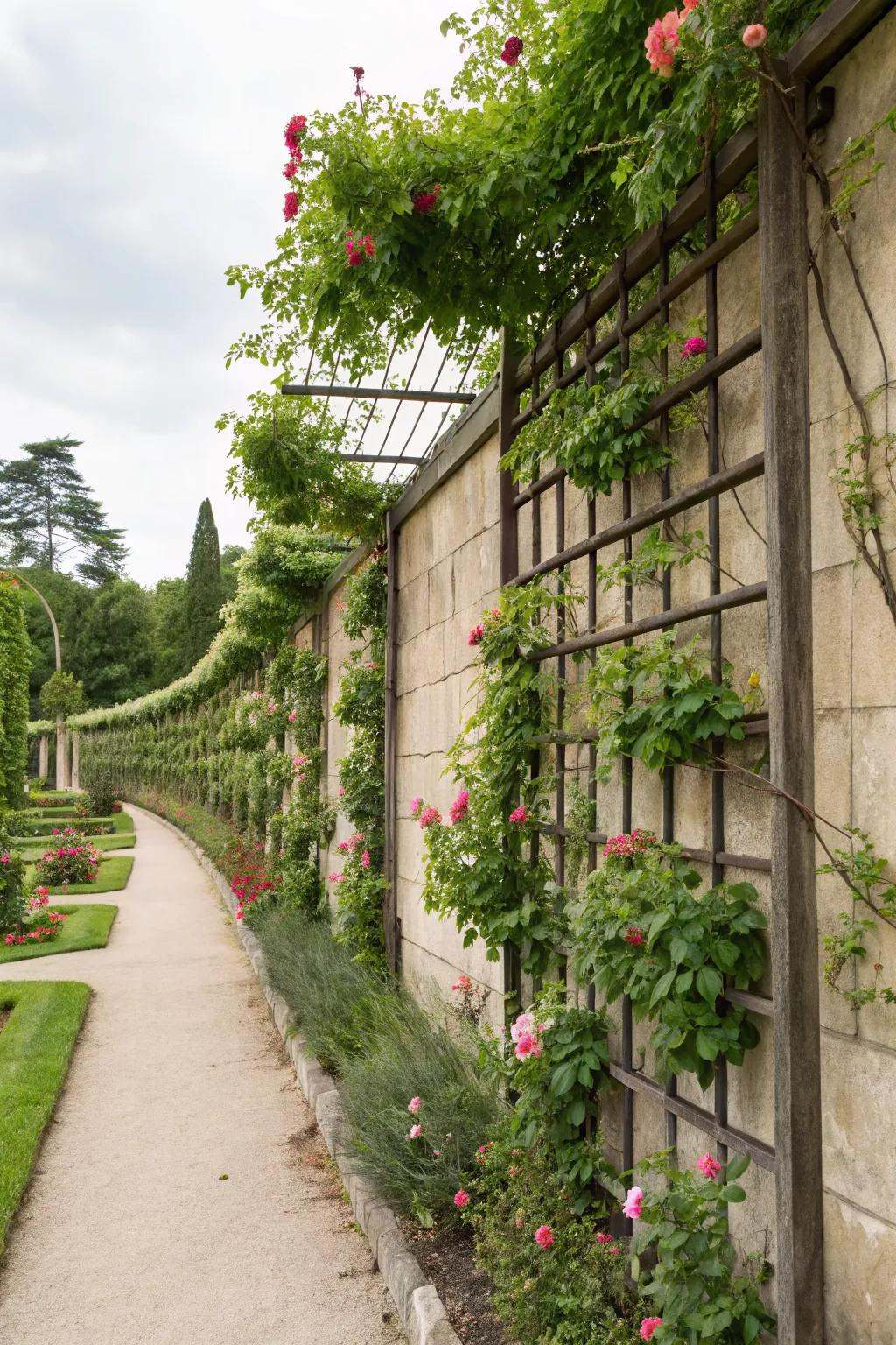 Trellises add structure and natural beauty to your garden wall.